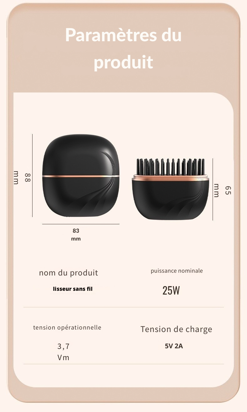 Peigne Lisseur Cheveux Sans Fil Rechargeable – Portable & Compact 59,90 € ❌ 29,90 € ✅  – Offre limitée