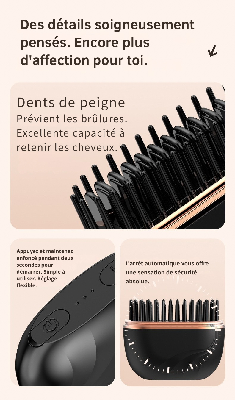 Peigne Lisseur Cheveux Sans Fil Rechargeable – Portable & Compact 59,90 € ❌ 29,90 € ✅  – Offre limitée